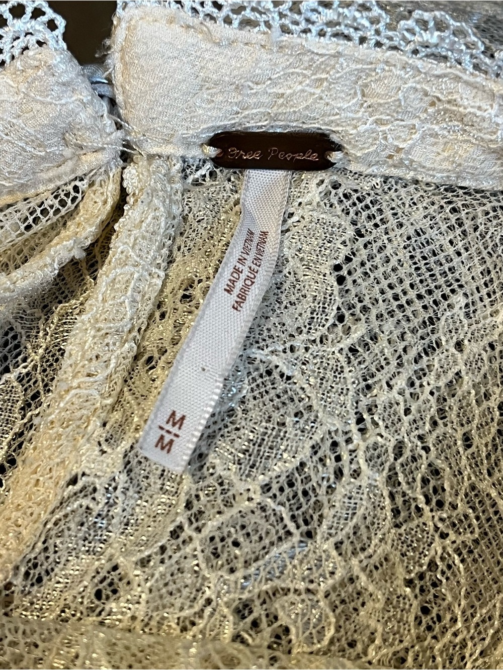 Free People Ivory Lace Blouse Size Medium - Picture 8 of 9